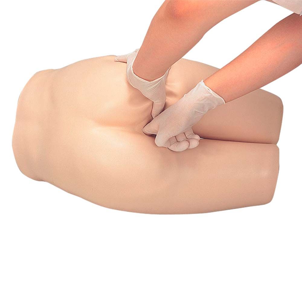 Erler Zimmer Einlauf-Simulator für den Unterkörper: Düse bei der Handhabung mit Handschuhen
