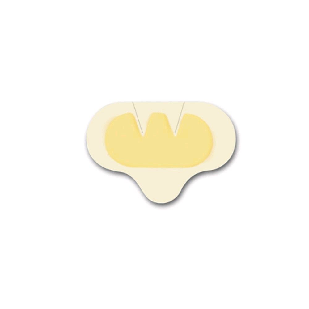 Konkaver Hydrocolloid-Wundverband: gelbe Saugschicht, ovale Form mit Aussparung