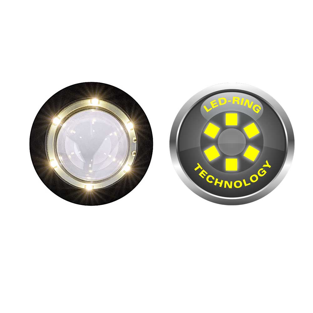 Dermatoskop-Linse mit leuchtendem LED-Ring, Rundansicht