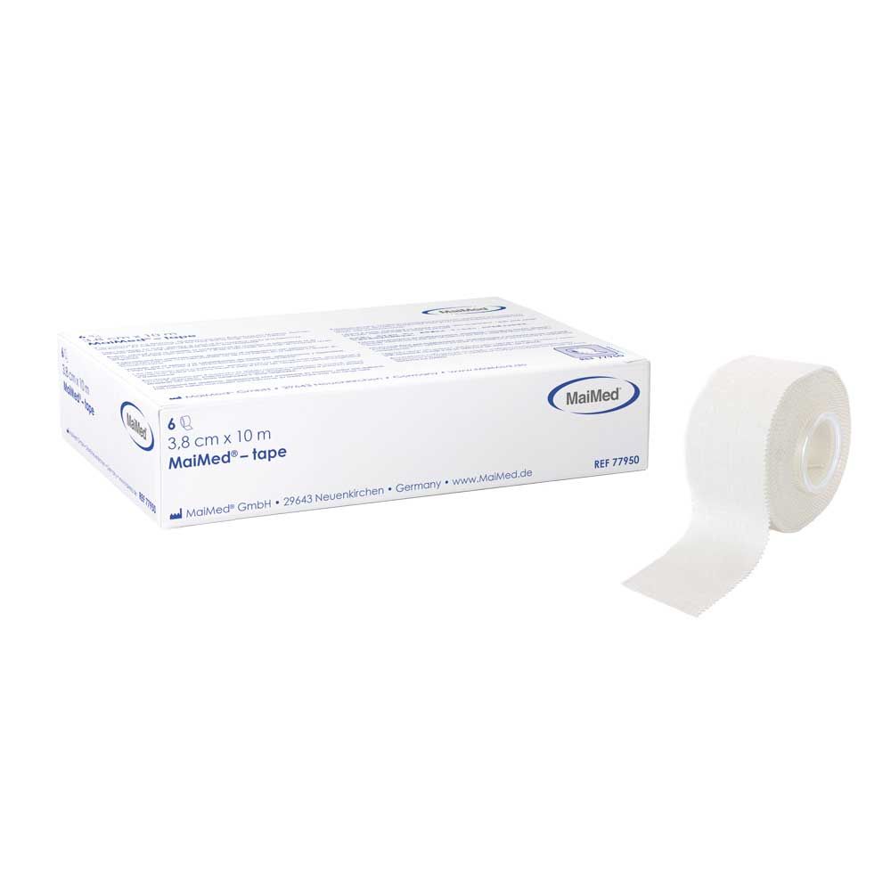MaiMed Heftpflaster-Rolle aus weißem Rollenpflaster, 3,8 cm x 10 m, 6er-Pack