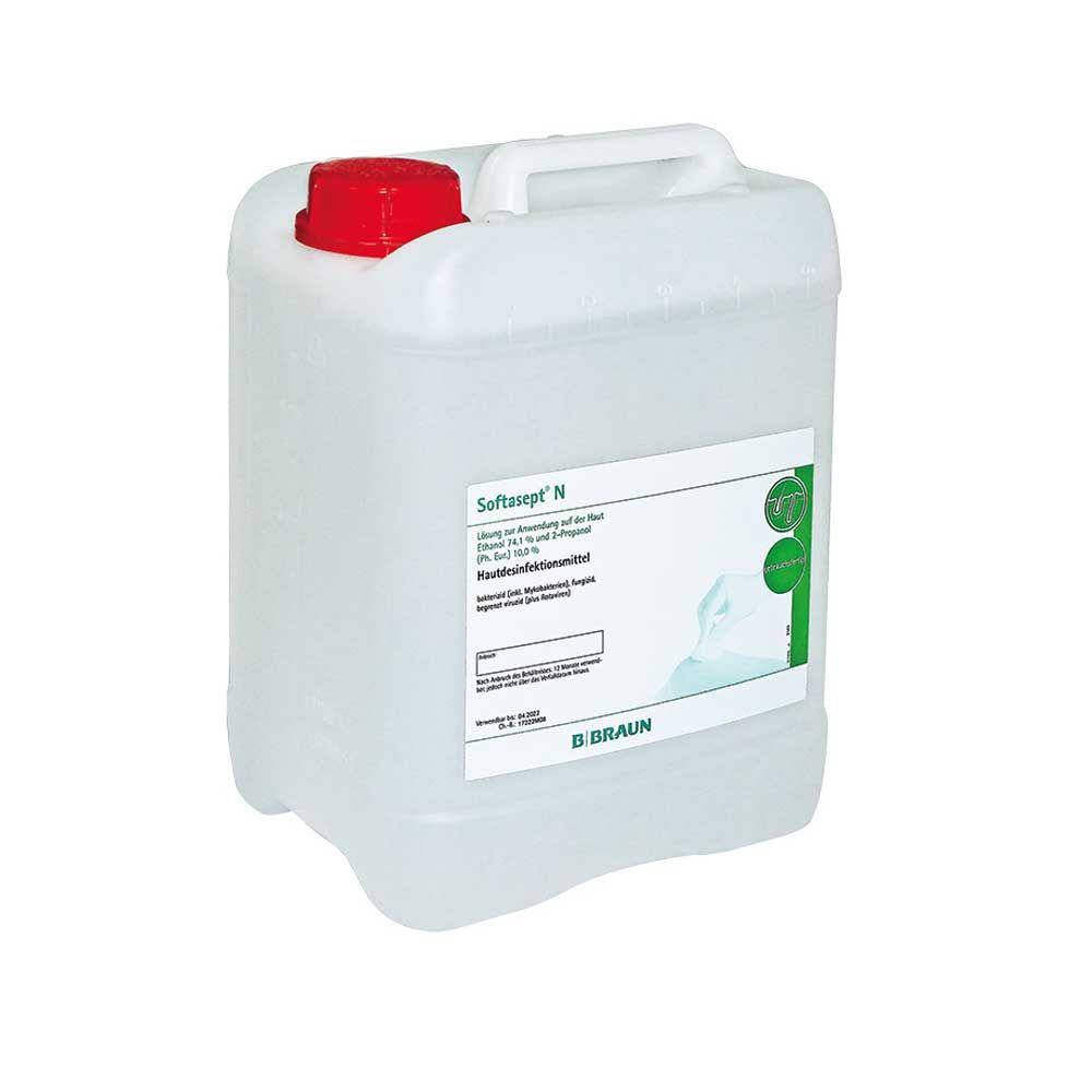 Hautdesinfektion Softasept® N farblos, weißer Kanister mit rotem Deckel