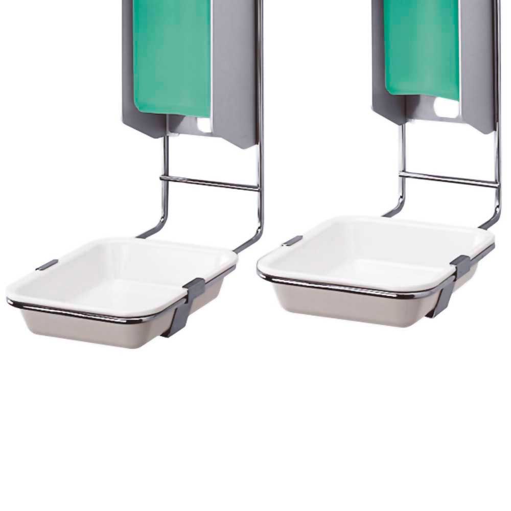Auffangschale für Wandspender, weiße Schale mit Metallhalter und abnehmbarem Rand