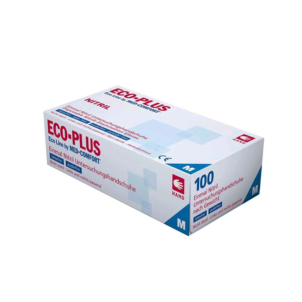 Ampri Eco Plus Nitril-Untersuchungshandschuhe, puderfrei, Größe M, 100 Stück (Packung)
