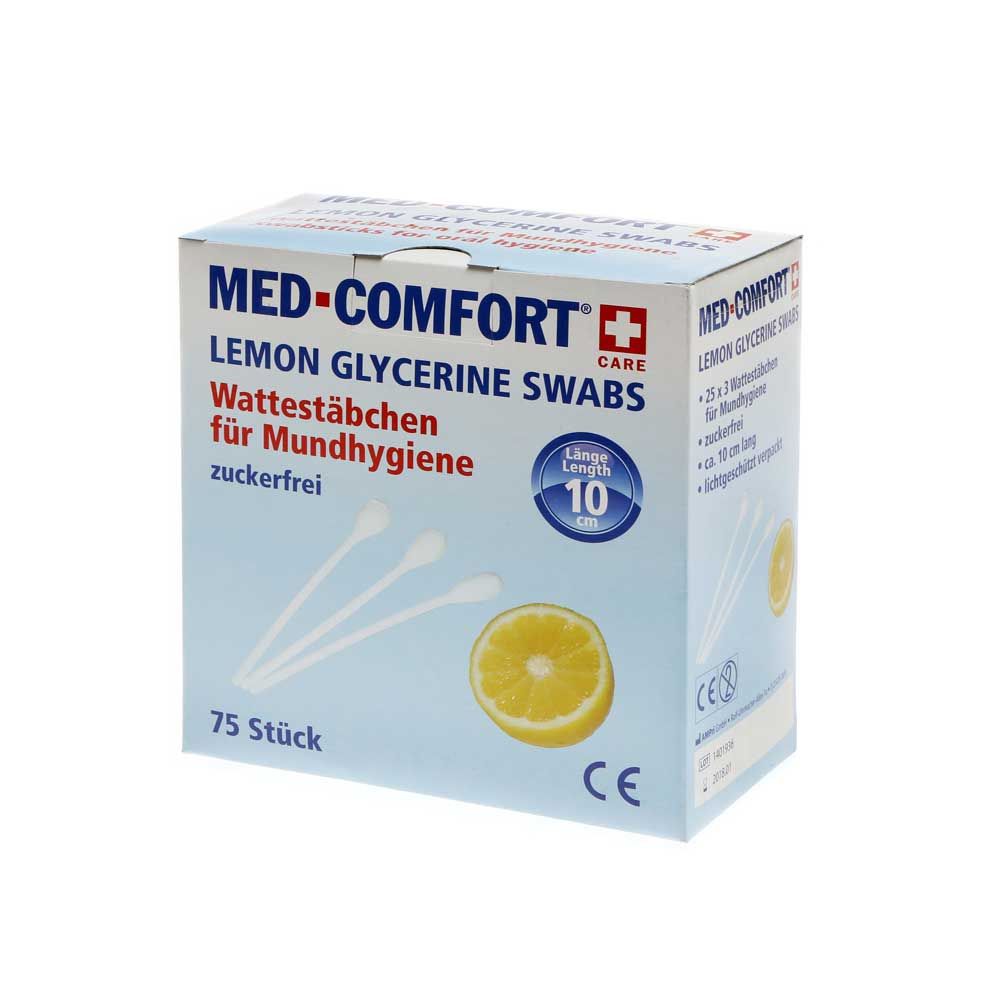 Wattestäbchen zur Mundhygiene, Zitrone, 10 cm lang, 75 Stück