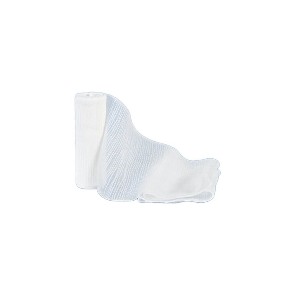 Elastische Fixierbinde aus Folie, transparente weiße Binde, gerollt und abgewickelt