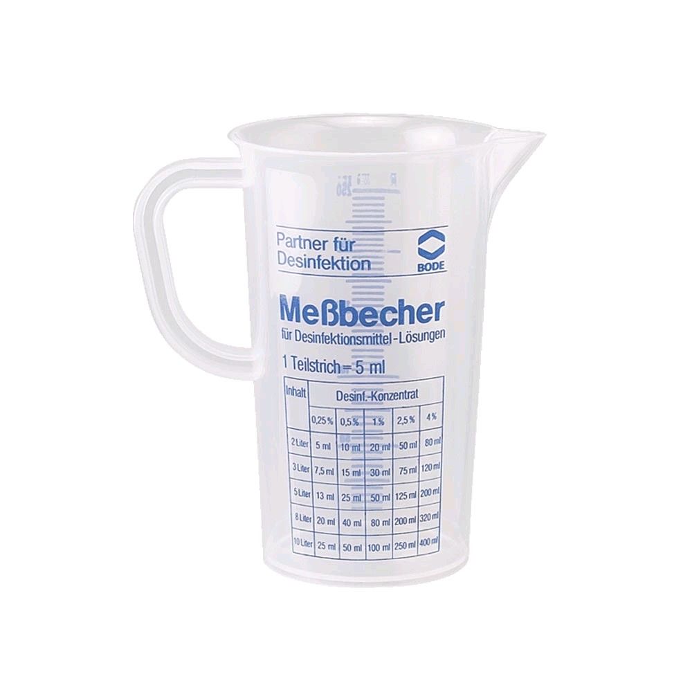 BODE Messbecher aus transparentem Kunststoff, 250 ml, Skala in 5-ml-Schritten
