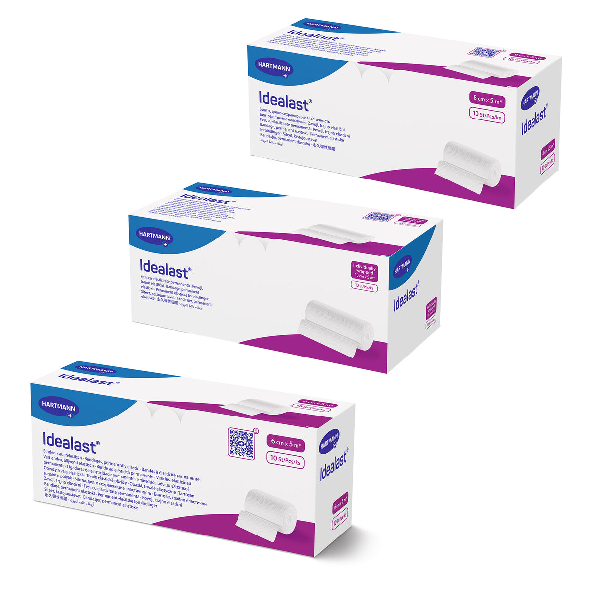 Hartmann Idealast® Binde, Verpackung mit weißem Karton und violettem Akzent
