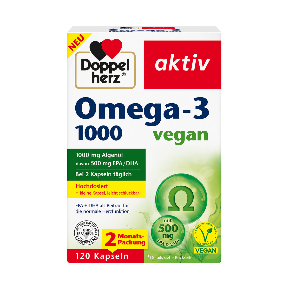Doppelherz aktiv Omega-3 1000 vegan: Packung mit 120 Kapseln