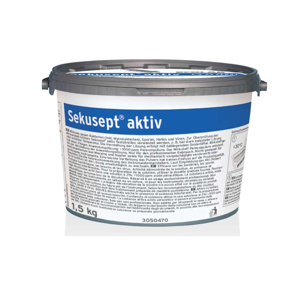 Instrumentendesinfektionsmittel Ecolab Sekusept aktiv, Eimeretikett vorne, 1,5 kg