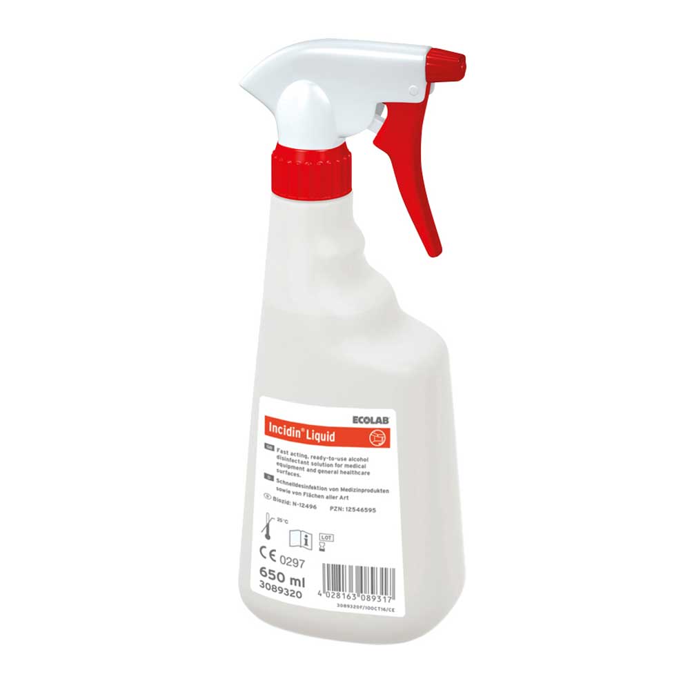 Incidin Liquid Flächendesinfektion von Ecolab, 650-ml Sprühflasche mit Sprühkopf