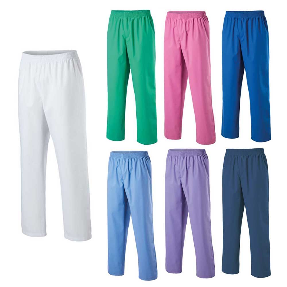 Unisex-OP-Hose in Weiß mit Gummizugbund und langem, geradem Bein