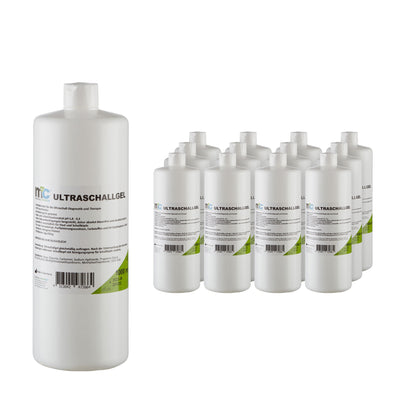 Ultraschallgel-Kontaktgel Packung mit einer großen und vielen kleinen Flaschen
