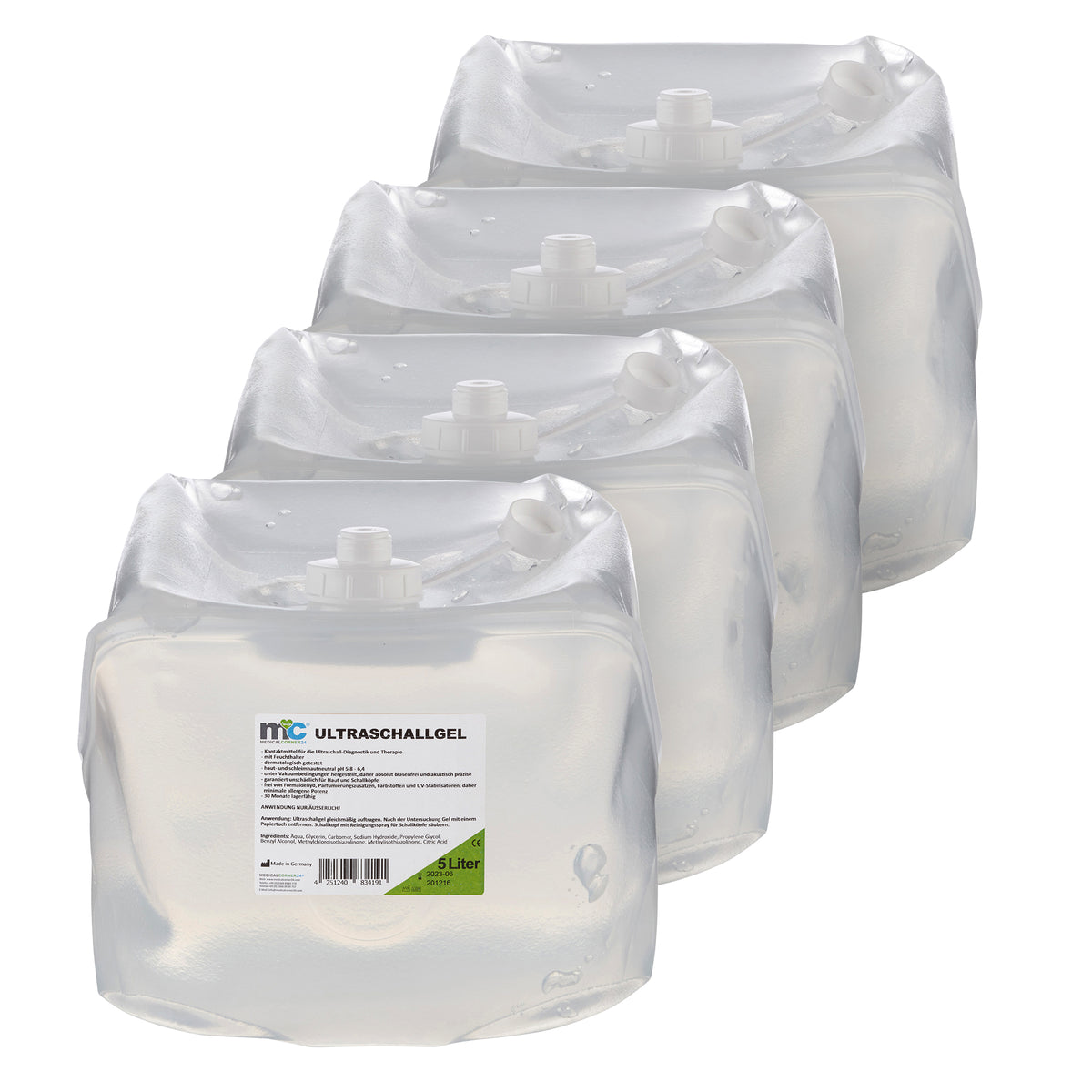 Ultraschallgel Cubitainer: 4 transparente Gel-Behälter