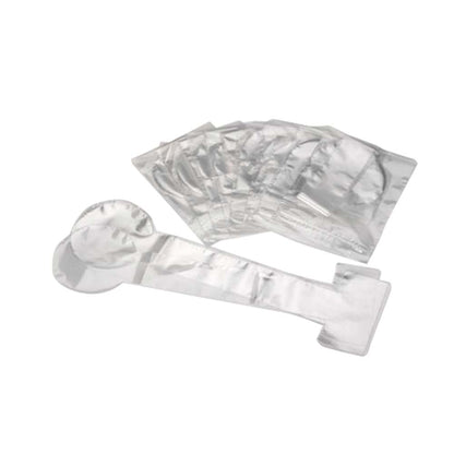 Zubehör für CPR-Training: transparente Beutel und weiße Maskenteile