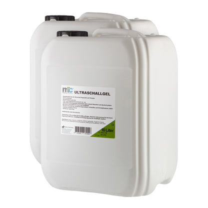 Zwei Ultraschallgel-Kanister 10 Liter übereinander mit Etiketten