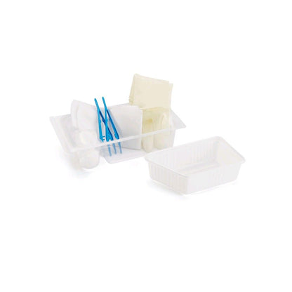 Steriles Katheter-Set mit blauen Kathetern, Tupferpackung und rechteckigen Entnahmeboxen