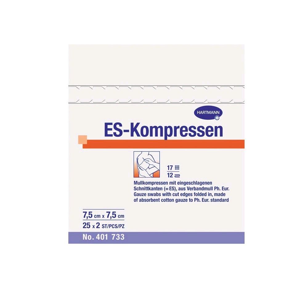 Sterile ES-Kompressen 12fach, Hartmann, Mullkompressen 7,5×7,5 cm