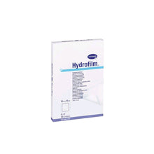Hydrofilm Transparentverband: weiße Kartonpackung mit blauem Schriftzug und Streifen