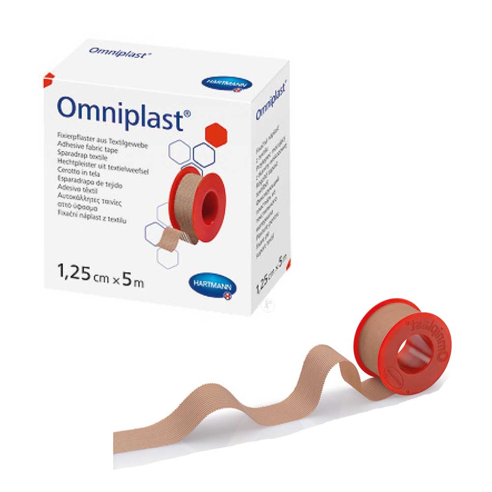 Hartmann Omniplast Gewebe-Pflasterrolle mit beigem Textilpflasterstreifen