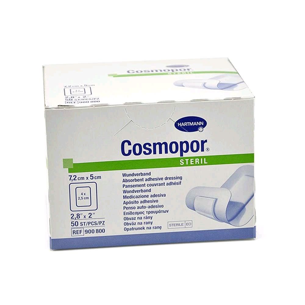 Sterile Packung Hartmann Cosmopor Wundverband, Aufdruck und Größenangabe sichtbar