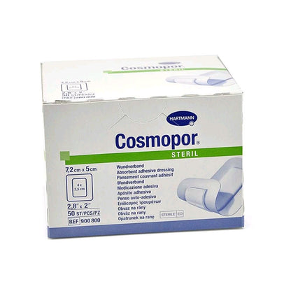 Sterile Packung Hartmann Cosmopor Wundverband, Aufdruck und Größenangabe sichtbar