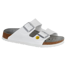 Birkenstock Arizona ESD-Sandale in Weiß, mit 2 Schnallenriemen und Fußbett