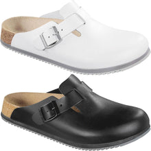 Birkenstock Boston Clog mit Schnalle, weißer und schwarzer Farbvariante