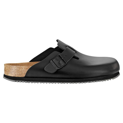 Birkenstock Boston SL Clog schwarz mit verstellbarem Riemen und Korkfußbett