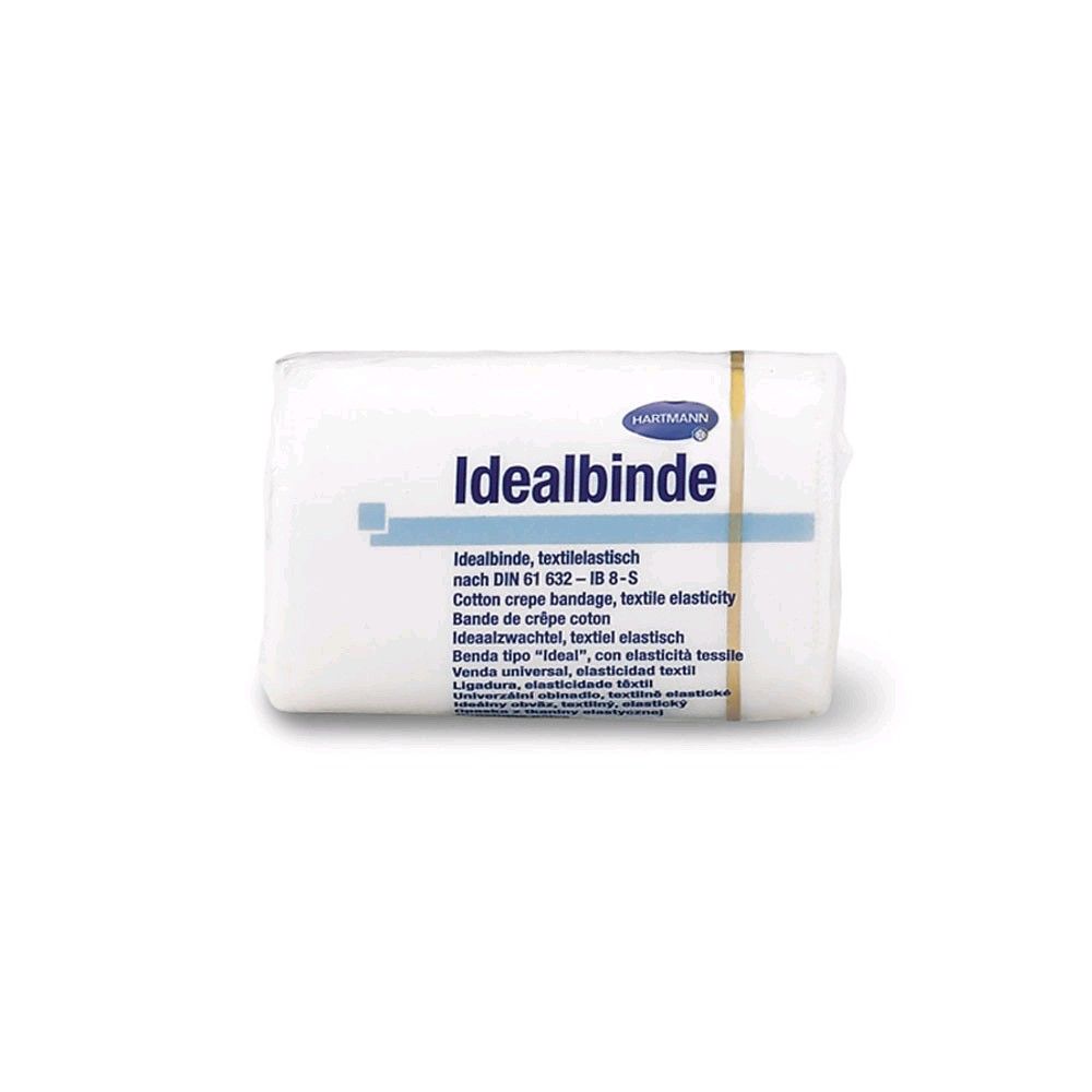 Rolle der textilelastischen elastischen Binde, weißer Verband mit blauem Logo