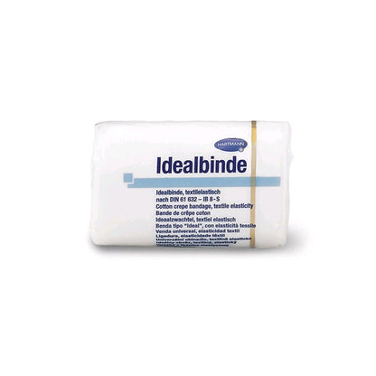 Rolle der textilelastischen elastischen Binde, weißer Verband mit blauem Logo