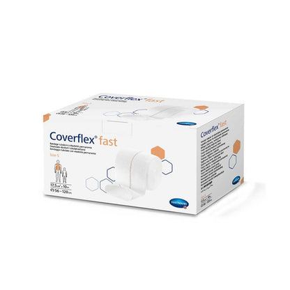 Schlauchverband Coverflex fast, weiß gerollt, Verpackung mit orange markierter Größe