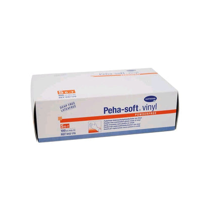 Peha-soft Vinylhandschuhe von Hartmann, puderfrei: Packung, 100 St., weiß/blau
