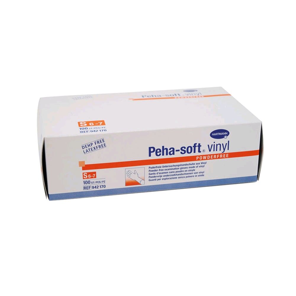 Peha-soft Vinylhandschuhe von Hartmann, puderfrei: Packung in Nahansicht