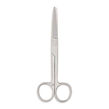 Gerade chirurgische Schere von Hartmann, Metallisch glänzende Klinge, zwei Ringgriffe (seitlich)