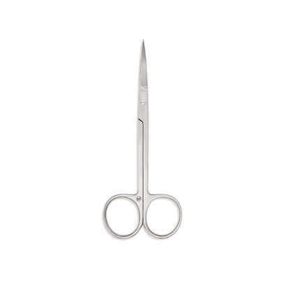 Irisschere mit spitzer Klinge und zwei Fingerringen, silberfarbenes Metall