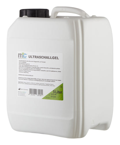 Ultraschallgel-Kanister 5 Liter mit schwarzer Verschlusskappe und Etikett