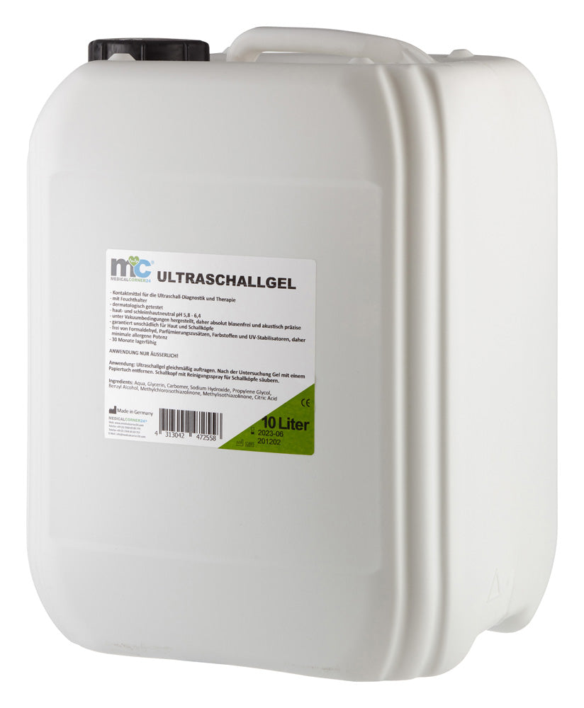 Ultraschallgel-Kanister 10 Liter mit Etikett und schwarzer Verschlusskappe