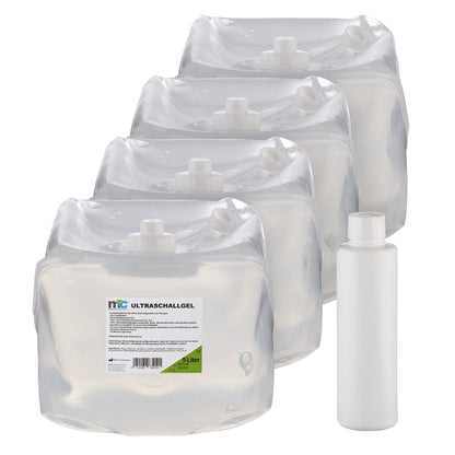 Ultraschallgel Cubitainer: 4 Gel-Behälter plus Dosierflasche