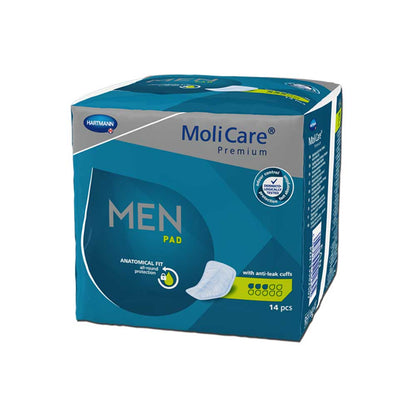 MoliCare Premium Men Pad Inkontinenzeinlagen, 14 Stück, Karton mit Seitenansicht
