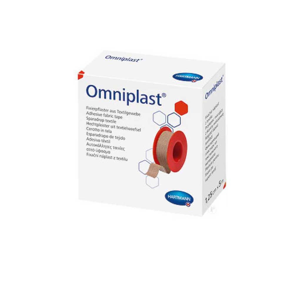 Hartmann Omniplast® Fixierpflaster-Packung mit roten Rollen und beigefarbenem Band