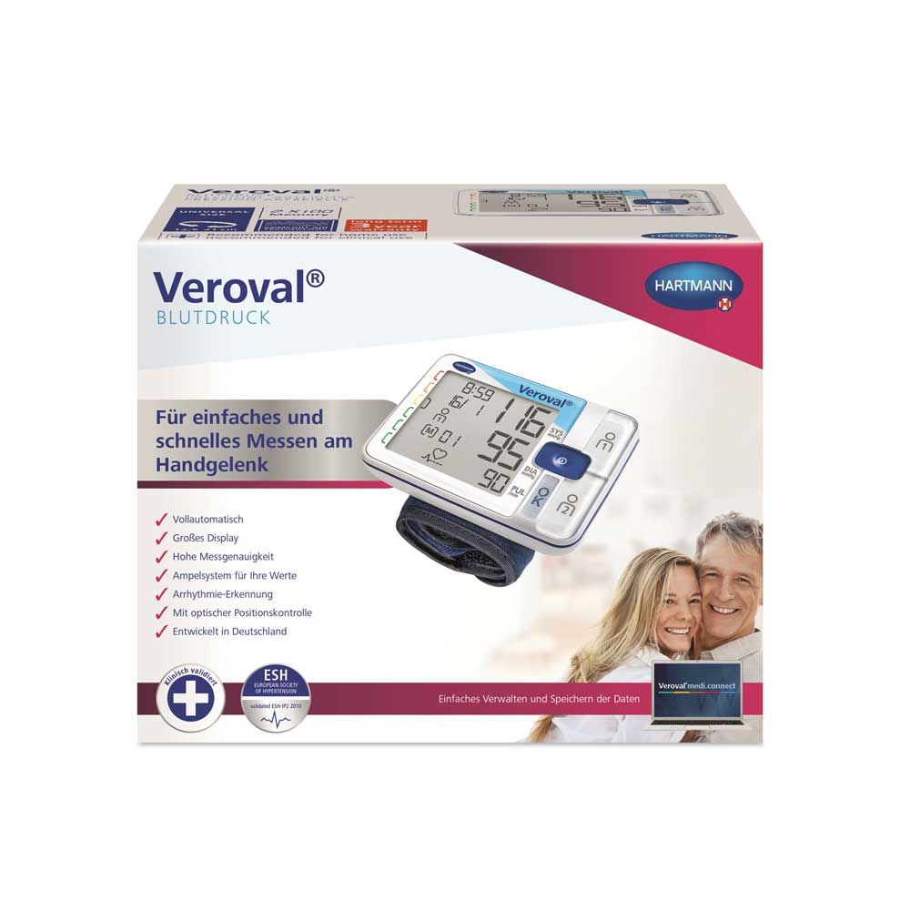 Veroval Handgelenk-Blutdruckmessgerät im Karton, Hartmann, mit Manschette/USB