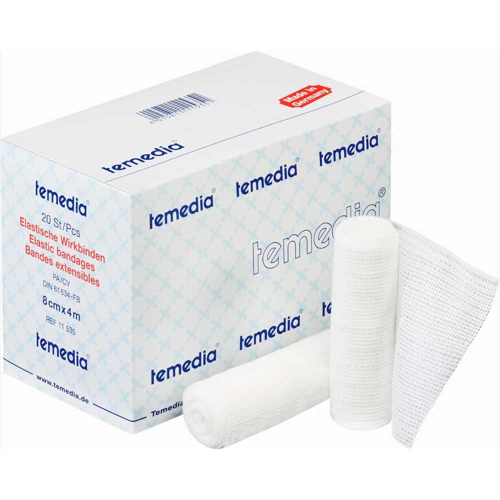 Elastische Wirkbinde Temedia® weißes Strickgewebe, Rollenbündel und Bahn (20 Stück)