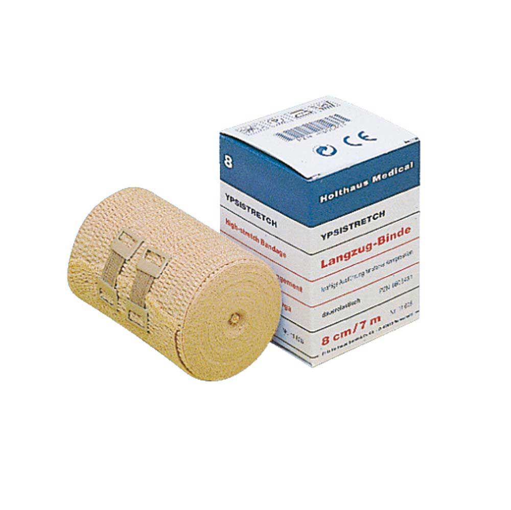 Holthaus Medical YPSISTRETCH Langzugbinde: beige Rolle und Karton, 8 cm Breite/7 m Länge