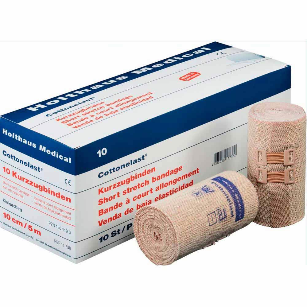 Kurzzugbinde Cottonelast® mit Klammern, beige, kurz dehnend