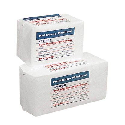 Holthaus Medical YPSIPAD unsterile Mullkompressen, 10x10 cm, 100 Stück, gestapelt