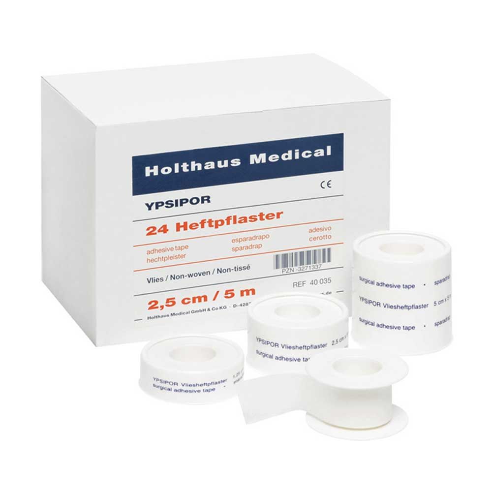 Holthaus Medical YPSIPOR Vlies-Heftpflaster, 24 Heftpflaster in weißer Packung