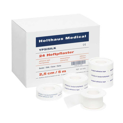 Heftpflaster YPSISILK ohne Schutzring, Rollen in Packung, 2,5 cm / 5 m