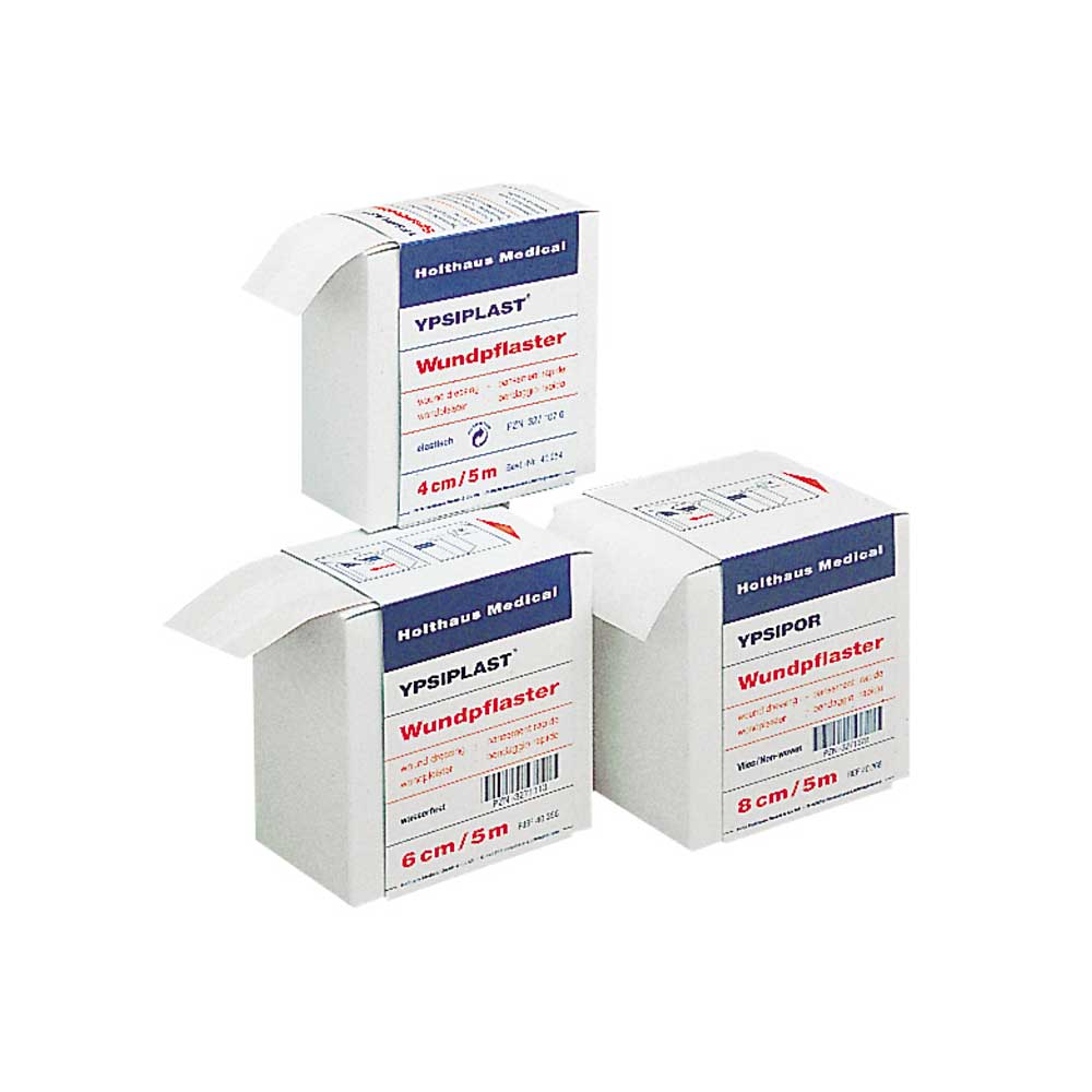 Vlies-Wundpflaster-Rollen YPSIPLAST, Packungen mit Größen 4 cm/5 m und 6 cm/5 m