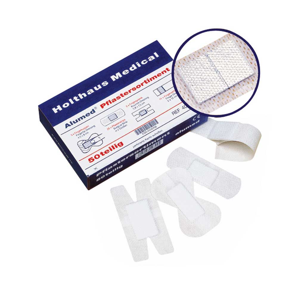 Holthaus Medical Alumed® elastisches Pflastersortiment, 50 Stück, weiße Pflaster