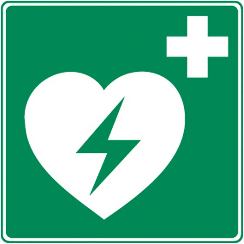 Defibrillator-Rettungsleuchte mit Herz, Blitz und Kreuz, quadratisch 20×20 cm